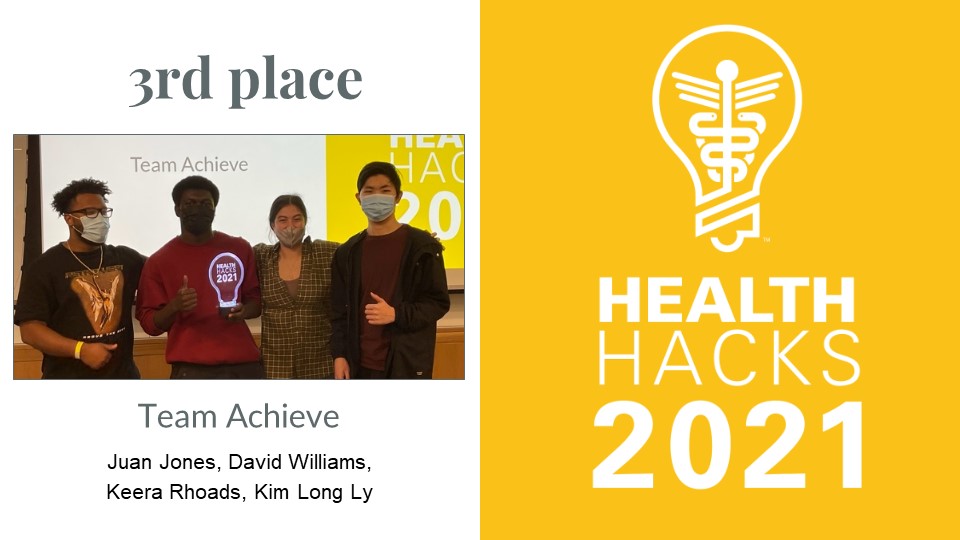 HealthHacks 2021 3rd place winners Team Achieve